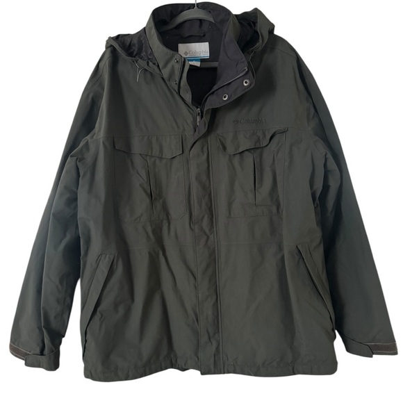Columbia Men’s Dr Downpour Rain Jacket in Gravel - Picture 2 of 8